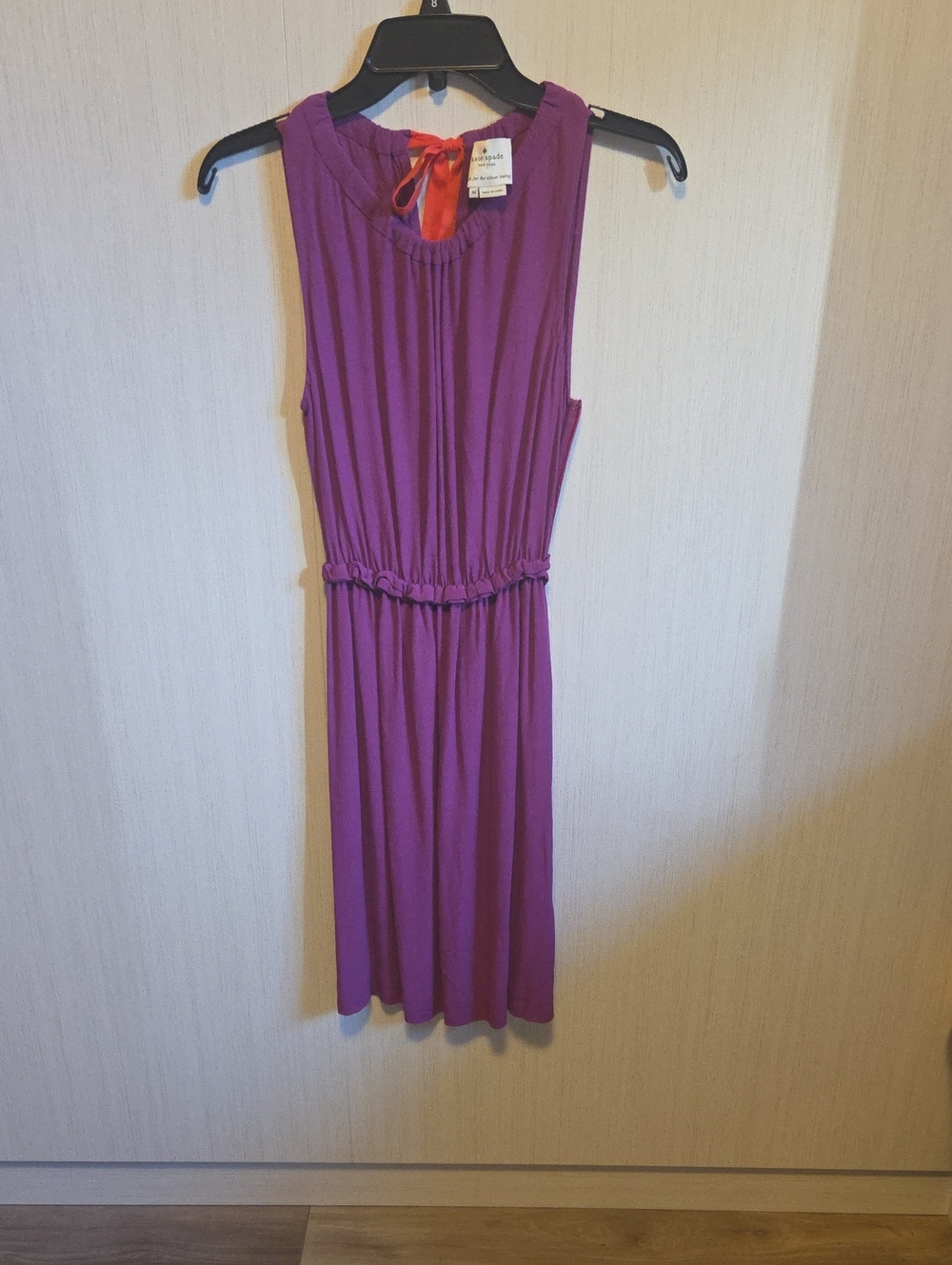 Kate Spade Purple Sheath Dress With Red Ribbon Tie At Neck Size Med